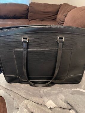 Louis Vuitton Black Leather Tote Bag